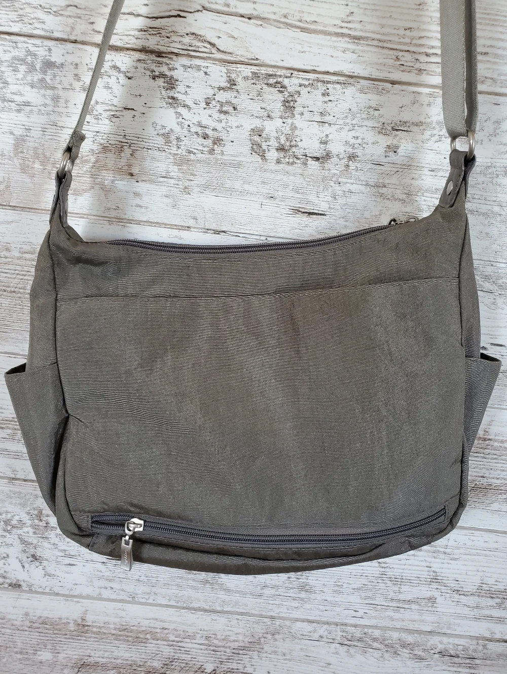 Baggallini Anywhere Large Hobo Tote Bag - Charcoal/Taupe